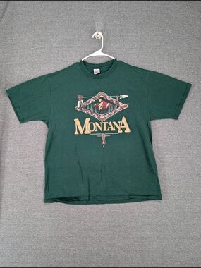Jerzees Montana Graphic Tee - Forest Green with Gold Print